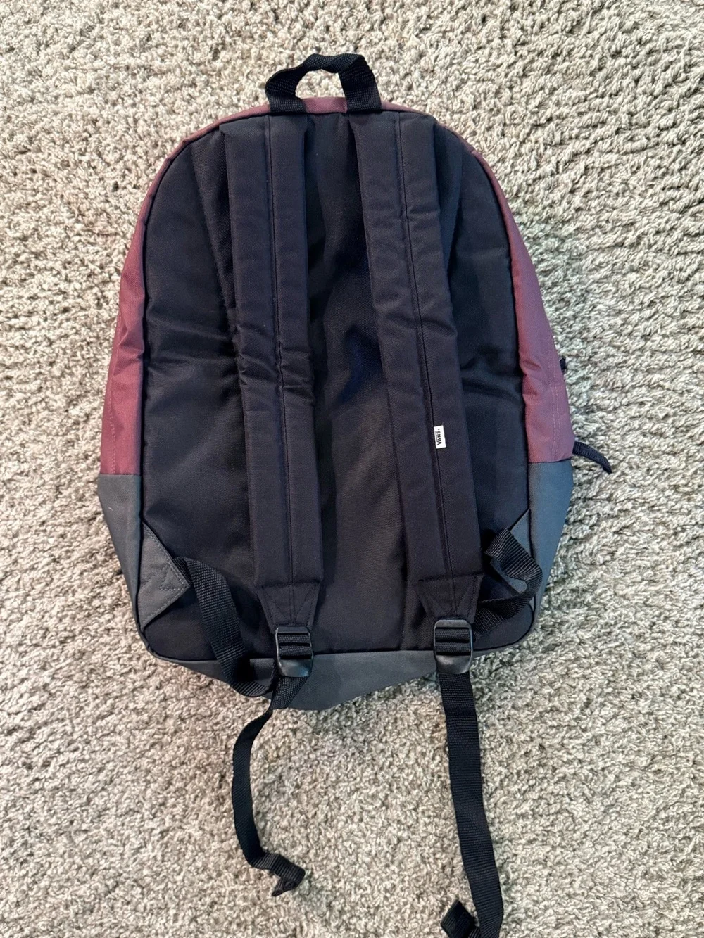NWOT Vans Realm Canvas Backpack Maroon Gray Skateboard Classic School Bookbag